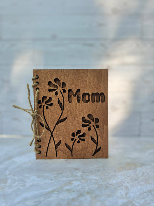 Laser engraved wooden card for Mom