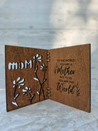 Laser engraved wooden card for Mom